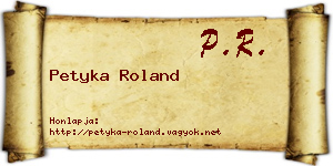 Petyka Roland névjegykártya